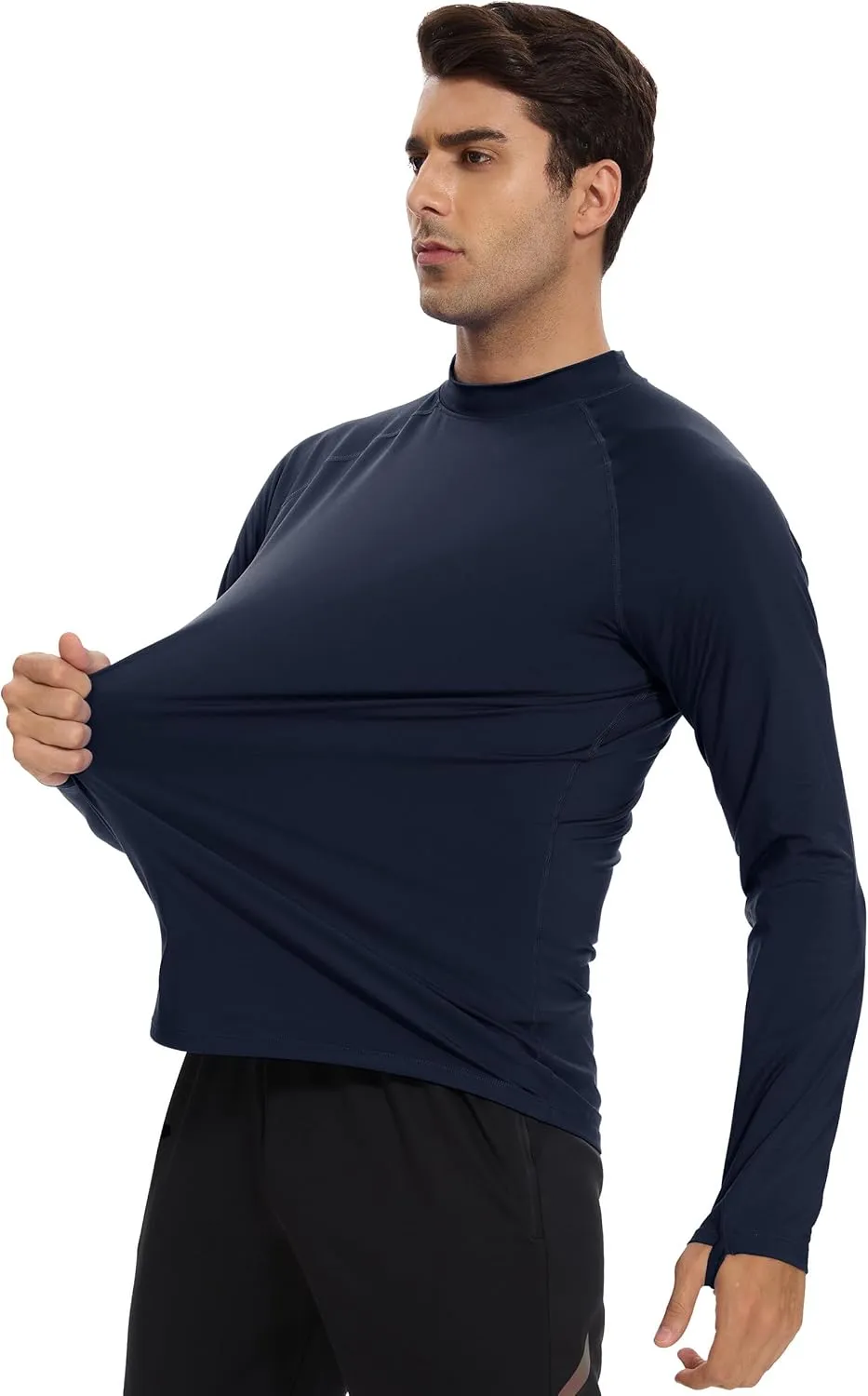 Men's Fleece Lined Thermal Shirts Midweight Crew/Mock Neck Base Layer Long Sleeve Top Cold Weather Workout
