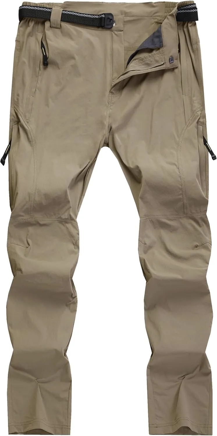 Men's Hiking Cargo Pants Quick-Dry Outdoor Water Resistant Lightweight Mountain Breathable Zipper Pocket Work Pants