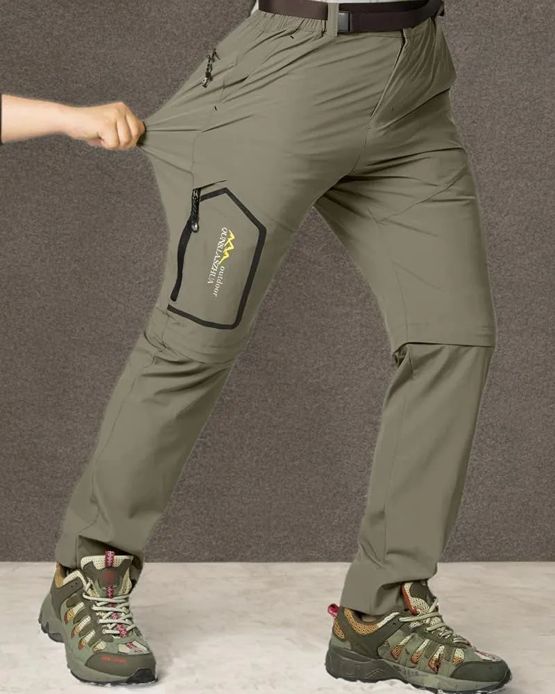 Mens Hiking Pants Convertible Quick Dry Zip Off Fishing Travel Safari Pants