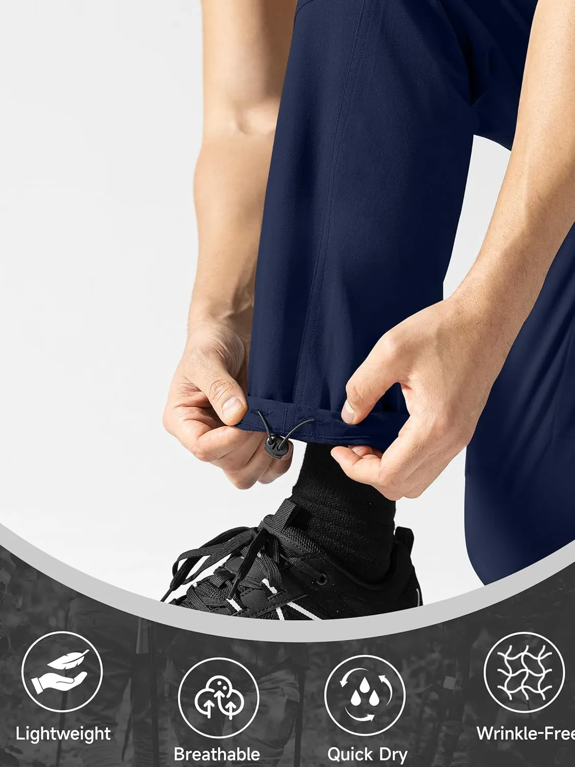 Men's Hiking Pants, Quick Dry Travel Pants Men Lightweight Outdoor Large Pocket Casual Work Pants Water-Resistant