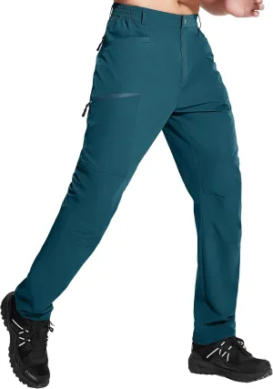 Men's Hiking Pants, Quick Dry Travel Pants Men Lightweight Outdoor Large Pocket Casual Work Pants Water-Resistant