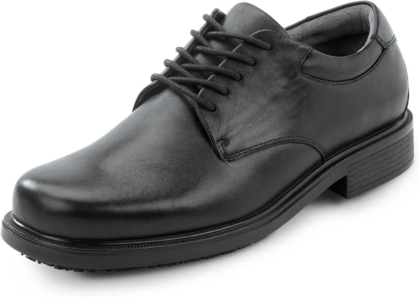 Men's, Huron, Black, Dress Style, MaxTrax Slip Resistant, Soft Toe Work Shoe (8.5 W)