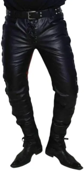 Men's Leather Motorcycle Pant Real Native American Hand Made Cowboy Style Cowhide Leather Pant