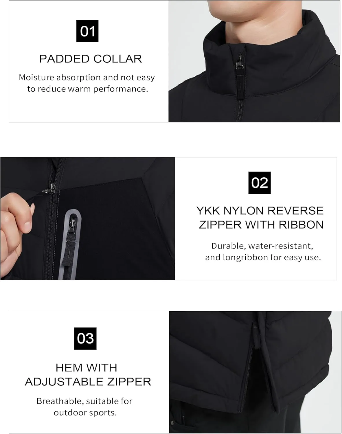 Men's Lightweight Puffer Jacket Insulated Water-Resistant Outdoor Winter Down Jacket for Men