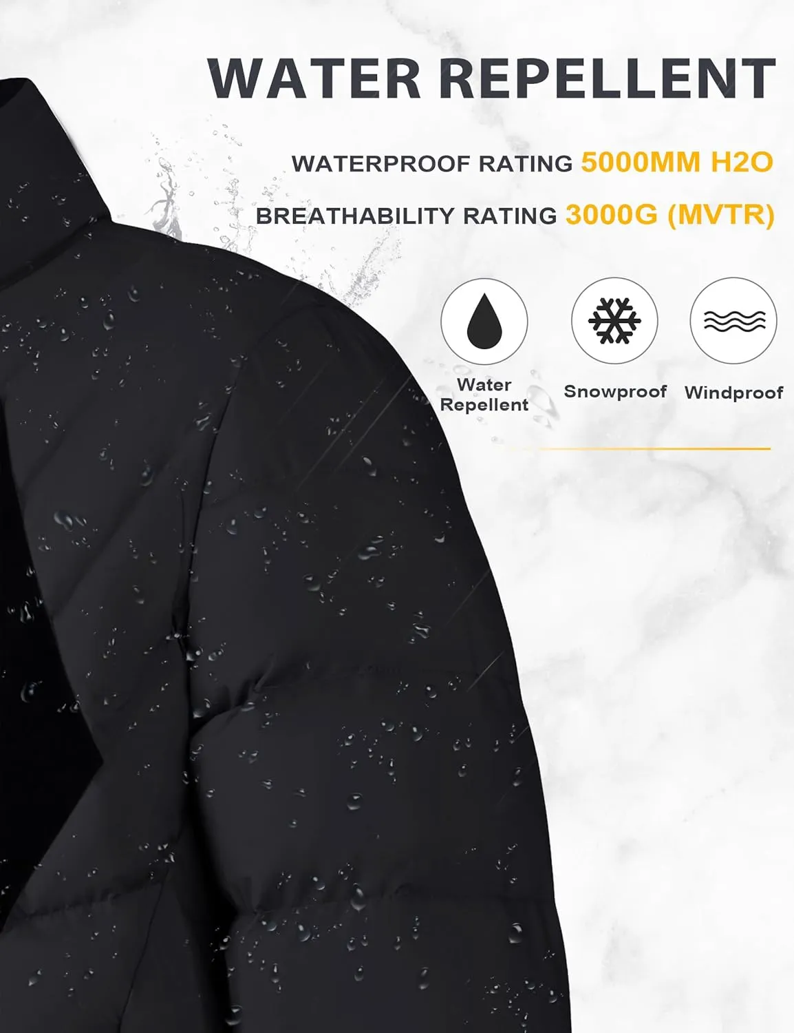 Men's Lightweight Puffer Jacket Insulated Water-Resistant Outdoor Winter Down Jacket for Men