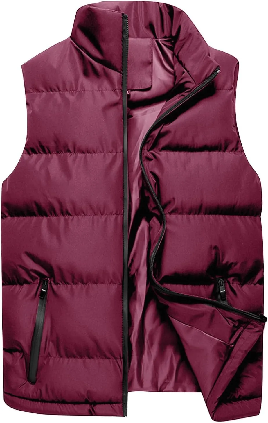 Men's Outdoor Stand Collar Jacket Vest Casual Padded Vest Coats Men's Outdoor Stand Collar Fleece Jacket Vest Coat