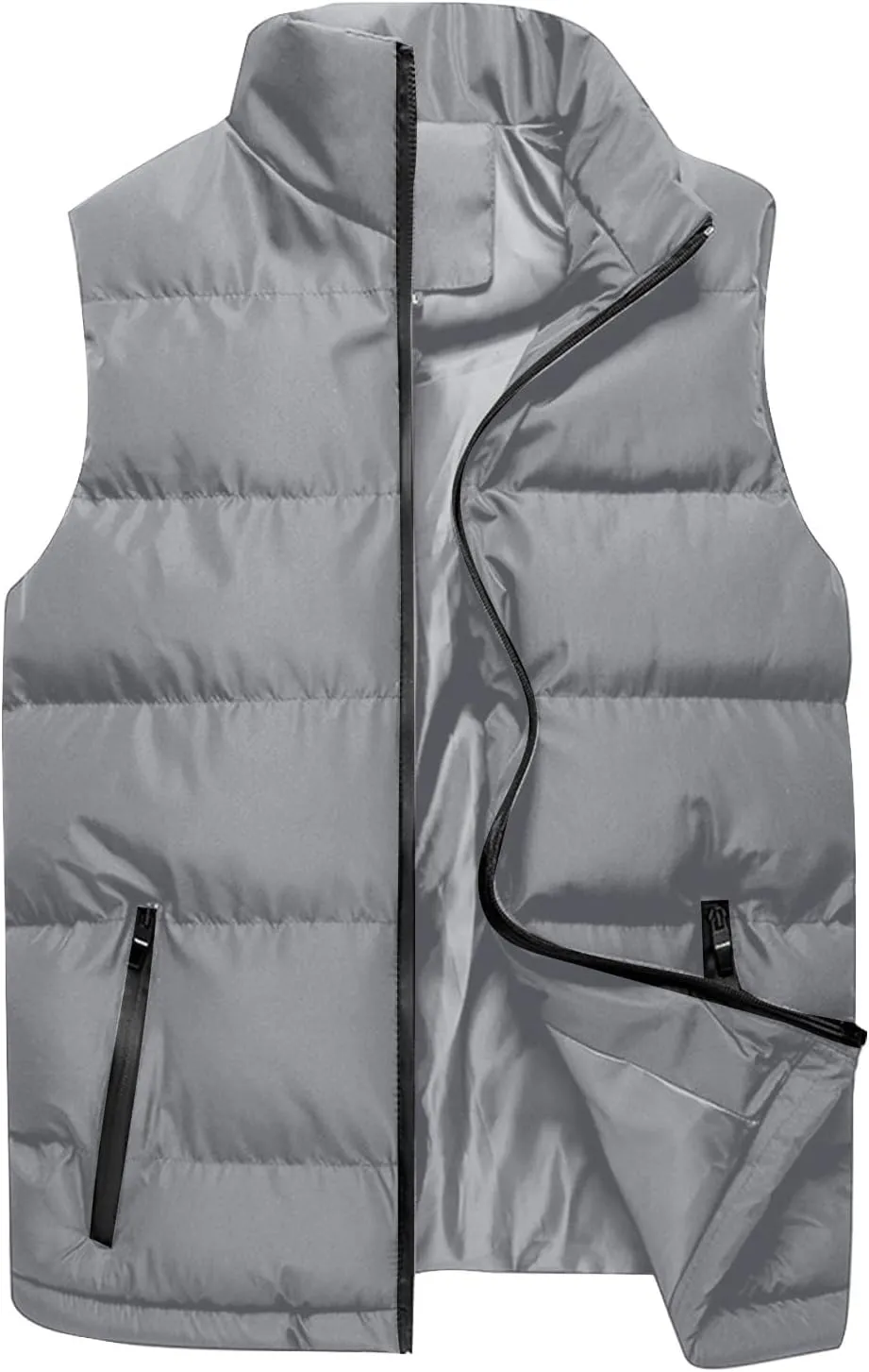 Men's Outdoor Stand Collar Jacket Vest Casual Padded Vest Coats Men's Outdoor Stand Collar Fleece Jacket Vest Coat