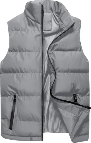 Men's Outdoor Stand Collar Jacket Vest Casual Padded Vest Coats Men's Outdoor Stand Collar Fleece Jacket Vest Coat