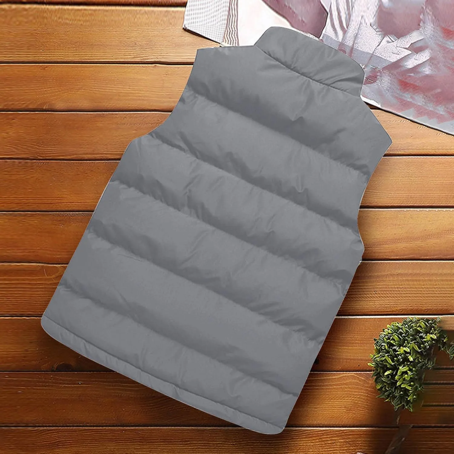 Men's Outdoor Stand Collar Jacket Vest Casual Padded Vest Coats Men's Outdoor Stand Collar Fleece Jacket Vest Coat