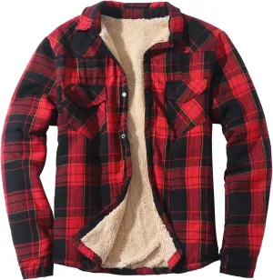 Men's Plaid Shirt Casual Flannel Jacket Lapel Button Down Pocket Long Sleeve Shirt Patchwork Jacket Thickened ​Coat