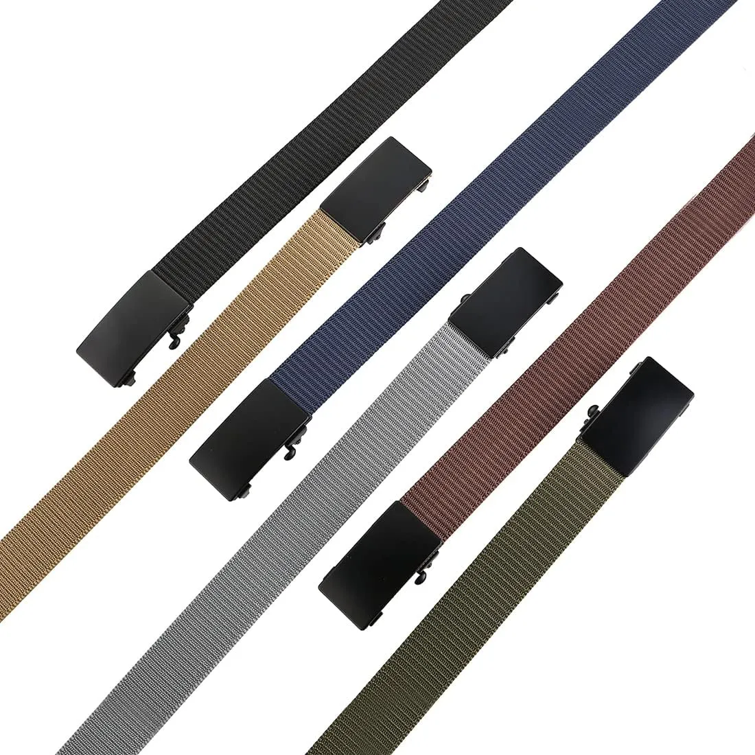 Men's Ratchet Web Belt with 1.3 inch Nylon Automatic Buckle for Casual Wear