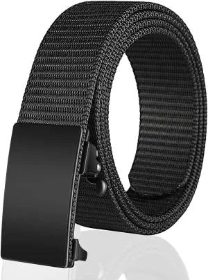 Men's Ratchet Web Belt with 1.3 inch Nylon Automatic Buckle for Casual Wear