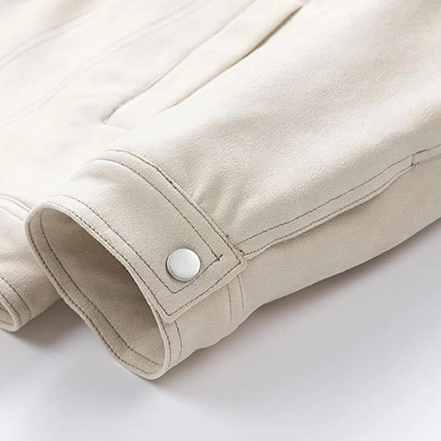 Men's Sherpa Lined Jacket Casual Suede Trucker Jacket Lapel Button Down Fleece Warm Winter Coats with Pockets