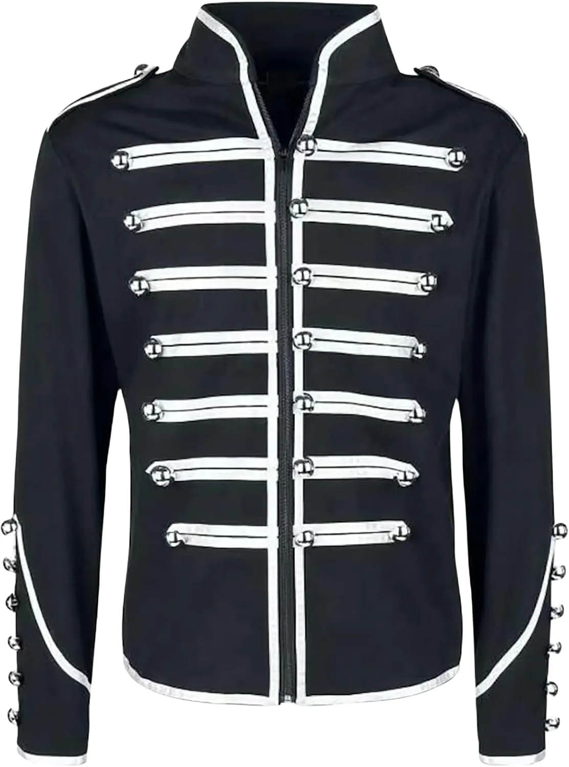 Mens Steampunk Gothic Jacket Gold Hussar Parade for Emo Punk and Military Drummer Style Gothic Clothing