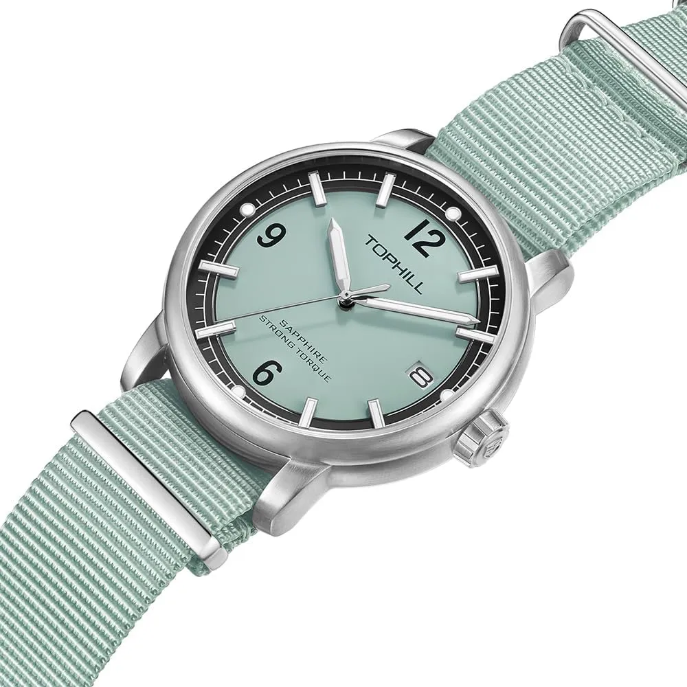 Men's Wristwatch, 316 Stainless Steel, Scratch-Resistant Sapphire Glass, 5ATM Water Resistant, Nylon Strap, Quartz Wristwatch, 42mm Watch for Hiking Sports Casual