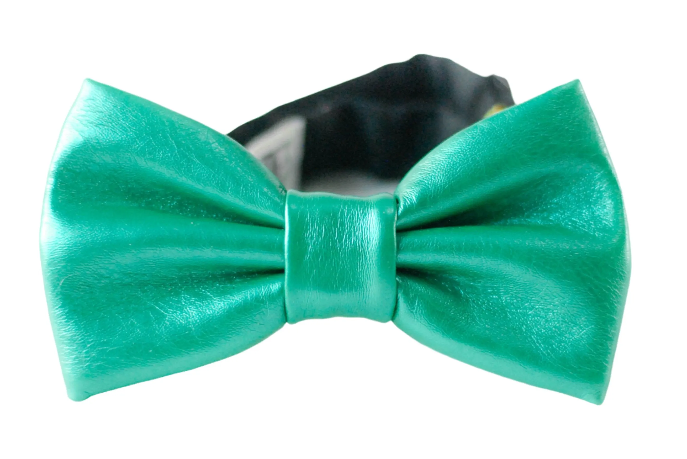metallic emerald green faux leather bow tie