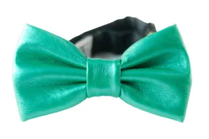 metallic emerald green faux leather bow tie