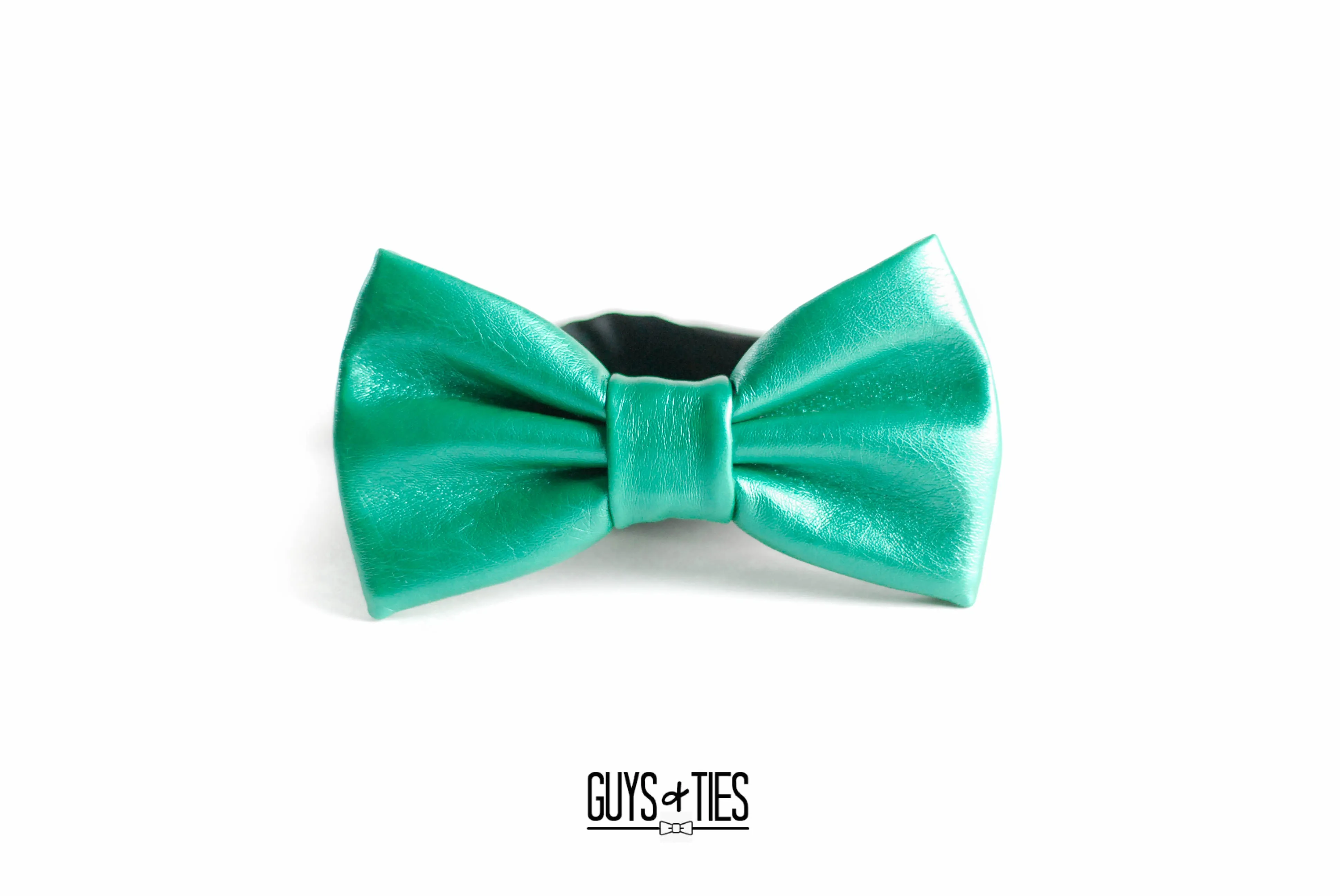 metallic emerald green faux leather bow tie