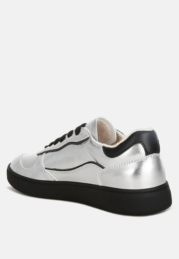 Metallic Faux Leather Everyday Sneakers By RUW
