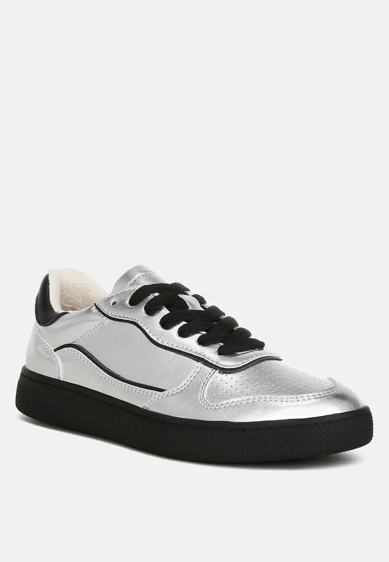 Metallic Faux Leather Everyday Sneakers By RUW