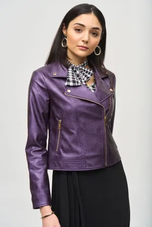 METALLIC MOTO JACKET - Purple