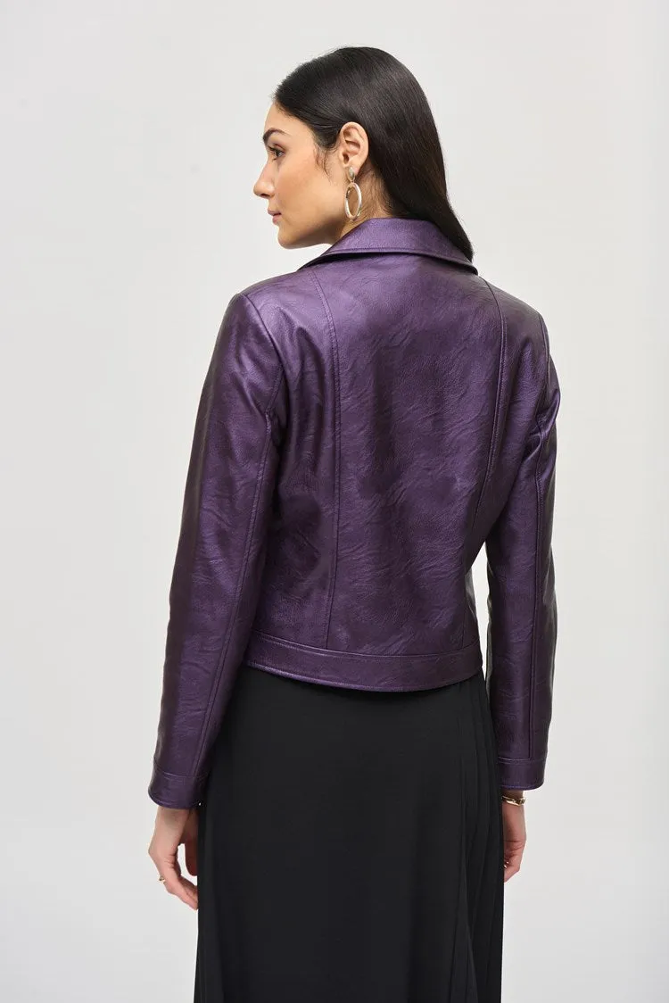 METALLIC MOTO JACKET - Purple