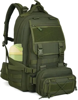 Military Tactical Backpack for Men, Molle Backpack 3 Day Bug Out Bag Assault Pack, Hiking Camping Fishing 35L Rucksack (Green)