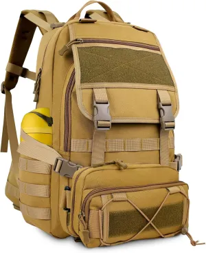 Military Tactical Backpack for Men, Molle Backpack 3 Day Bug Out Bag Assault Pack, Hiking Camping Fishing 35L Rucksack (Khaki)