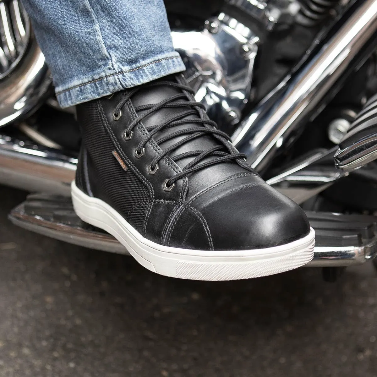 Milwaukee Leather Men's Motorcycle Reinforced Street Biker Casual Riding Shoes Leather Suede Canvas - 15