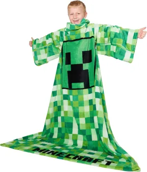 Minecraft Wearable Blanket for Kids and Teenagers - One Size Kids Blanket with Sleeves Cosy Lounge Wear Gifts for Boys