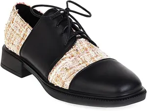 MIOKE Women's Classic Lace UP Oxfords Shoes Wingtip Perforated Flat Low Heel Casual Vintage Oxford Brogues