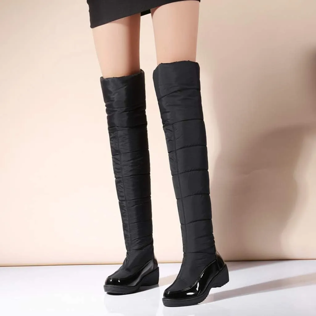 MIOKE Women's Winter Over The Knee Thigh High Snow Boots Waterproof Rain Warm Fur Lined Wide Calf Snow Boot