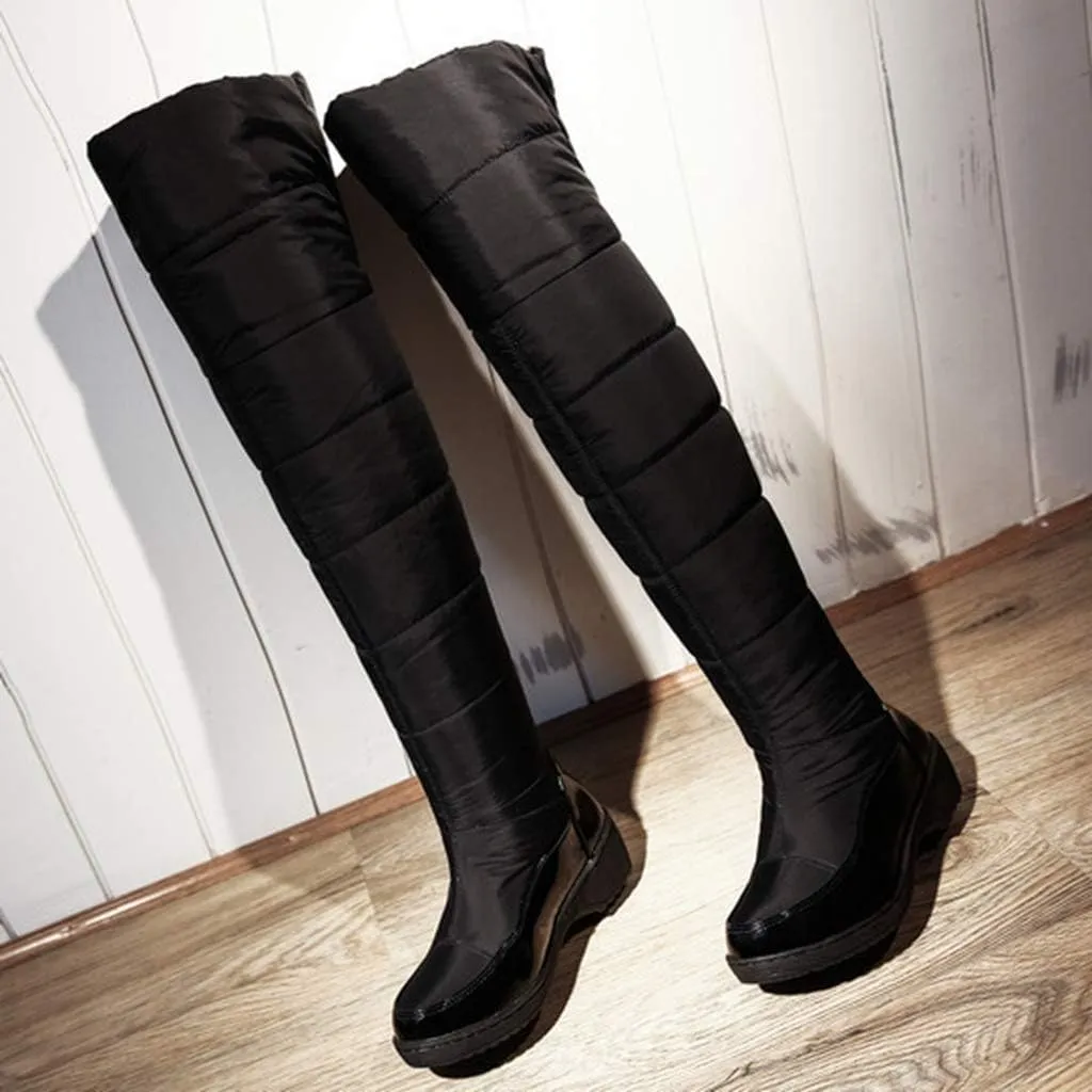 MIOKE Women's Winter Over The Knee Thigh High Snow Boots Waterproof Rain Warm Fur Lined Wide Calf Snow Boot