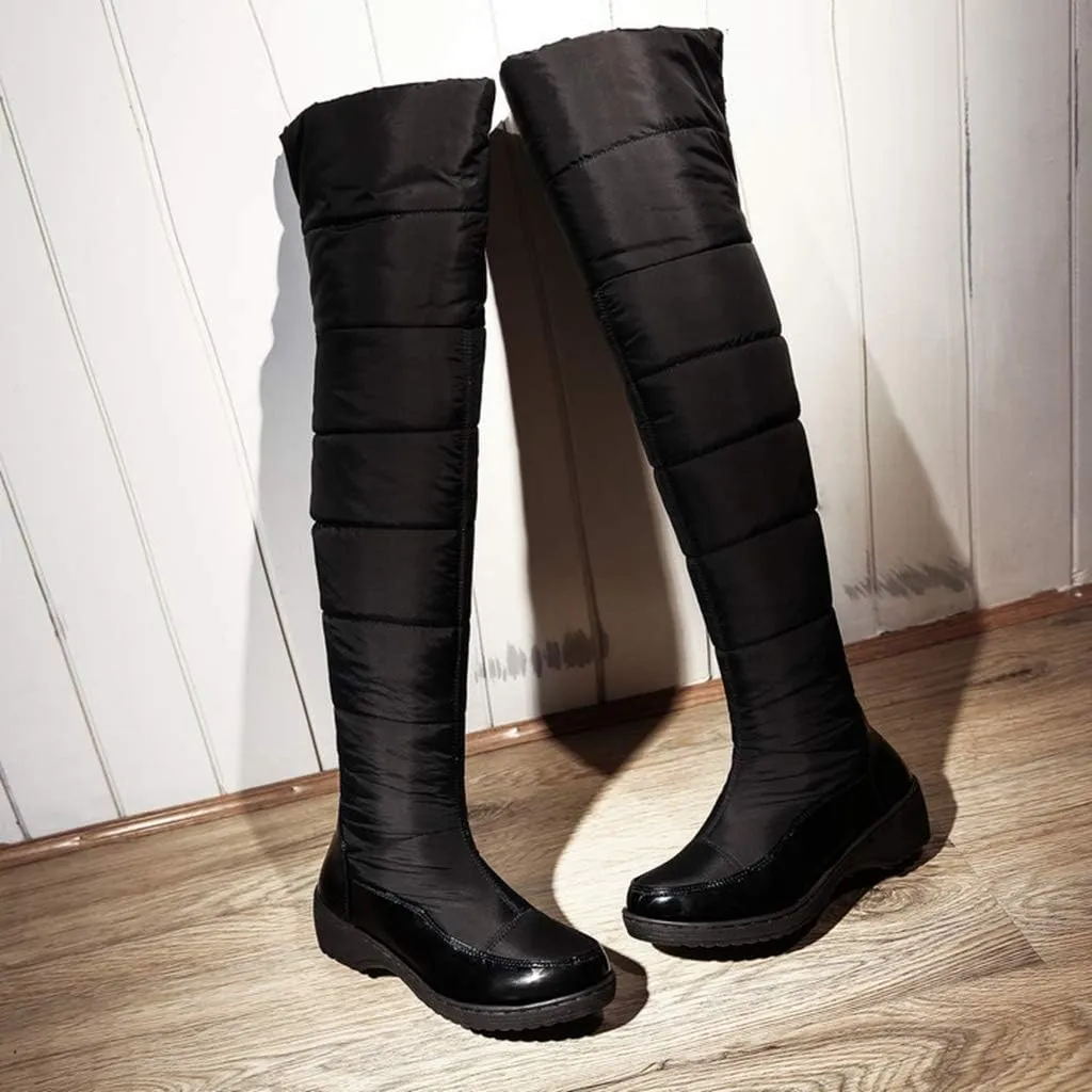 MIOKE Women's Winter Over The Knee Thigh High Snow Boots Waterproof Rain Warm Fur Lined Wide Calf Snow Boot
