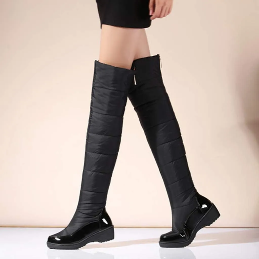 MIOKE Women's Winter Over The Knee Thigh High Snow Boots Waterproof Rain Warm Fur Lined Wide Calf Snow Boot