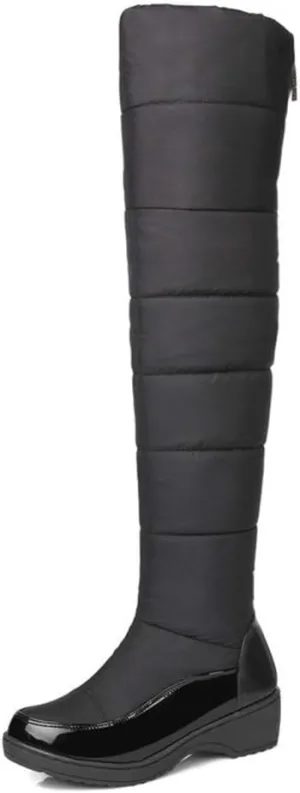 MIOKE Women's Winter Over The Knee Thigh High Snow Boots Waterproof Rain Warm Fur Lined Wide Calf Snow Boot