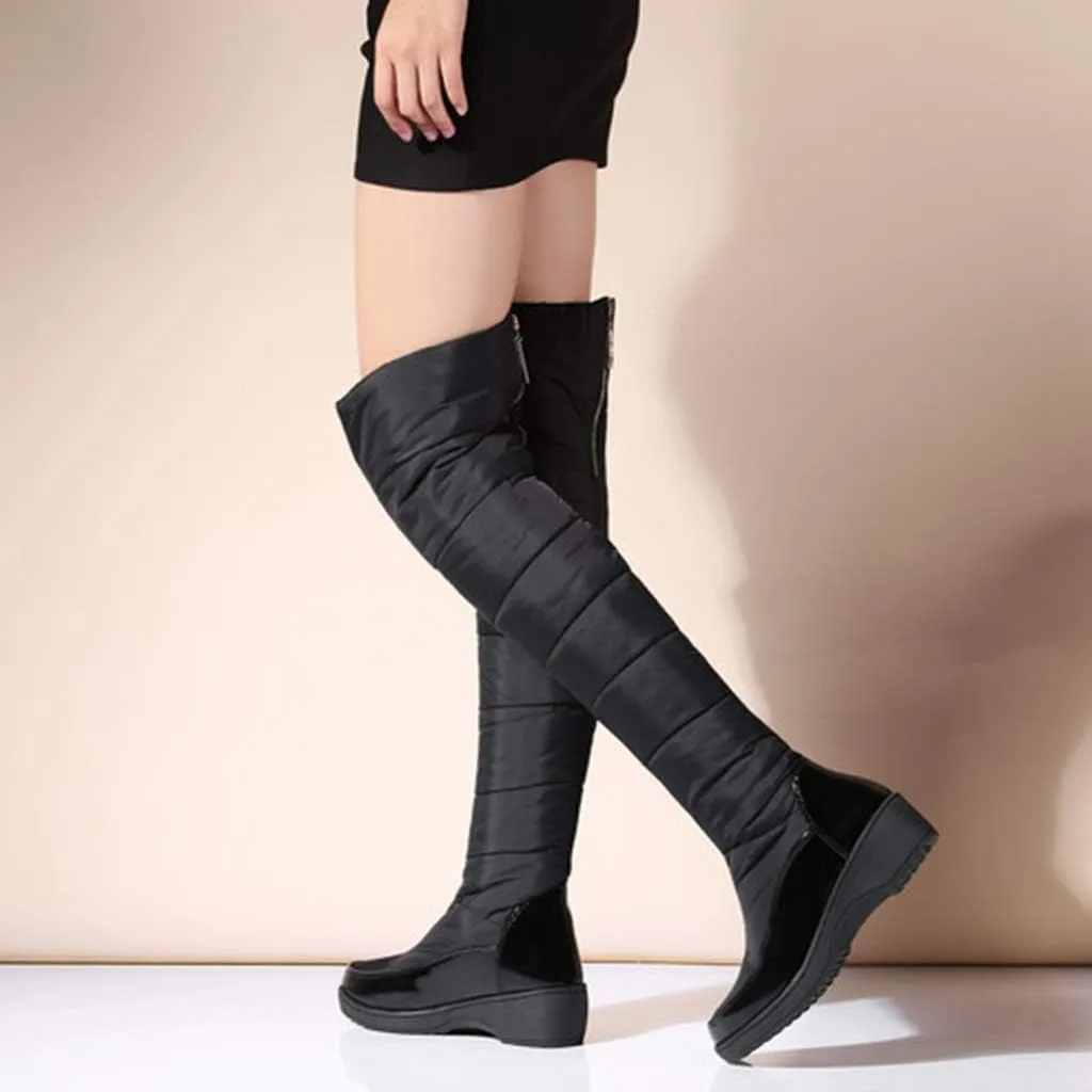 MIOKE Women's Winter Over The Knee Thigh High Snow Boots Waterproof Rain Warm Fur Lined Wide Calf Snow Boot