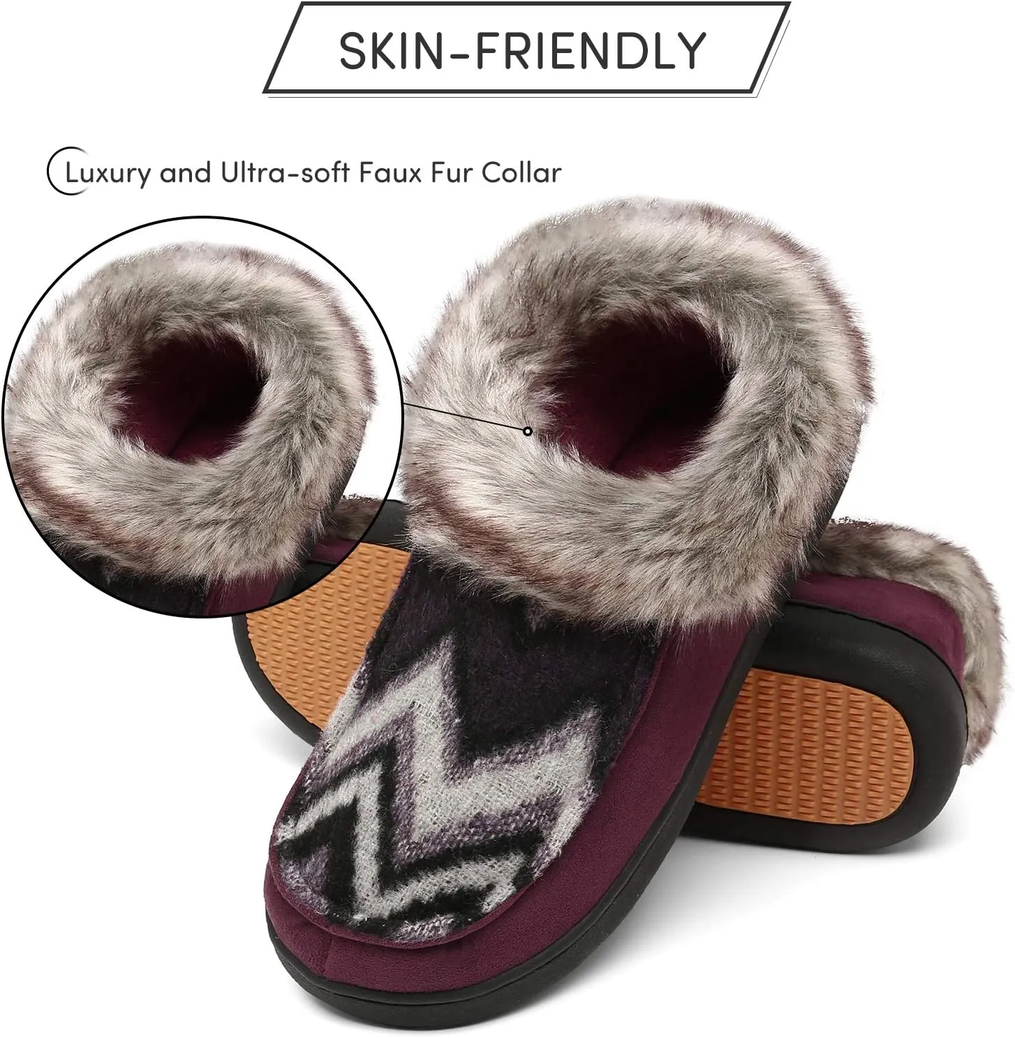 Mishansha Women's House Shoes Memory Foam Suede Moccasin Slippers Winter Warm Fleece Lined Home Shoes with Anti-Skid Rubber Sole