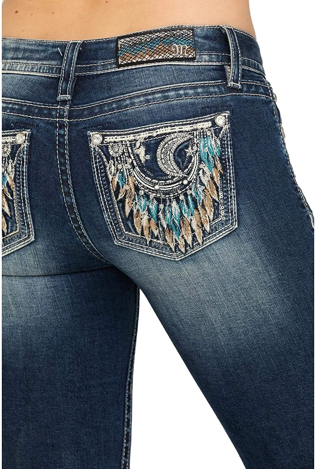 Miss Me Women's Medium Crescent Moon Dreamcatcher Chloe Bootcut Jeans