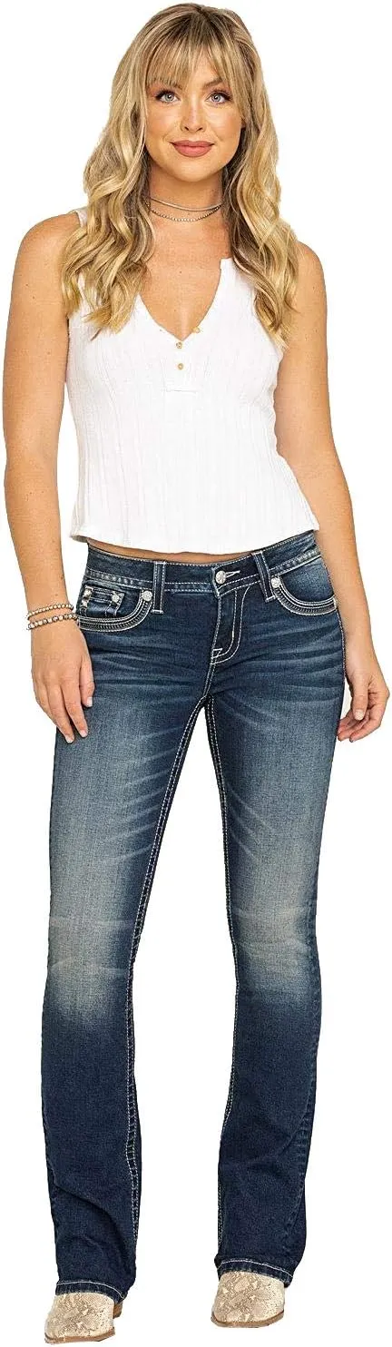 Miss Me Women's Medium Crescent Moon Dreamcatcher Chloe Bootcut Jeans