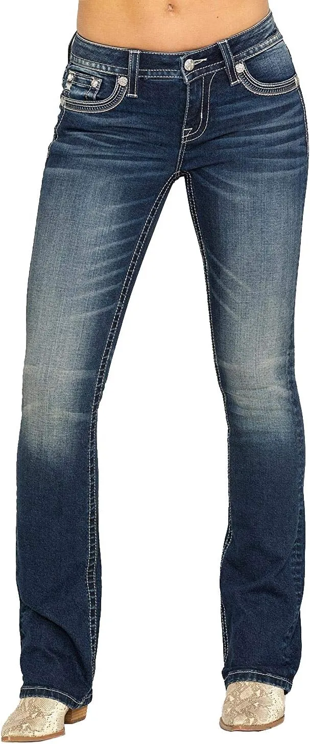 Miss Me Women's Medium Crescent Moon Dreamcatcher Chloe Bootcut Jeans