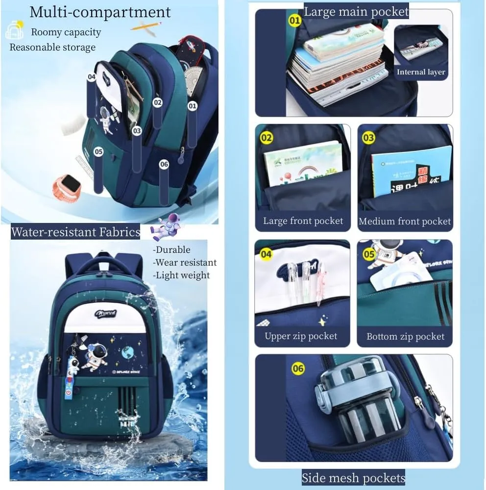 MITOWERMI Astronaut-space Backpack for Boys-Girls Elementary Middle School Backpack Book Bags for Boys Kids Lightweight Back Pack Blue