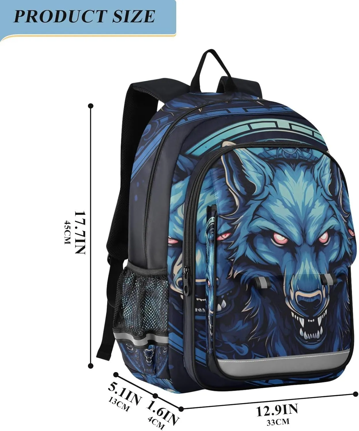 MNSRUU Backpack for School Wolf Laptop Backpack Womens Travel Backpack Mens Casual Daypack Backpack Fits 15.6 Inch Laptop Waterproof
