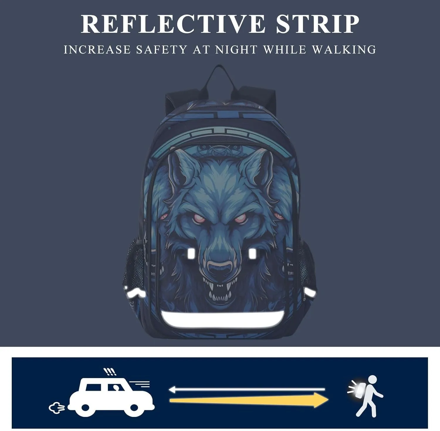 MNSRUU Backpack for School Wolf Laptop Backpack Womens Travel Backpack Mens Casual Daypack Backpack Fits 15.6 Inch Laptop Waterproof
