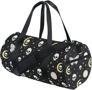 MNSRUU Sports Duffel Bags, Skull Star Moth Athletic Gym Bag Overnight Workout Travel Tote Luggage for Men Women Yoga