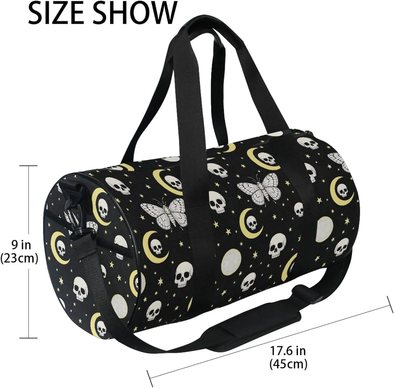 MNSRUU Sports Duffel Bags, Skull Star Moth Athletic Gym Bag Overnight Workout Travel Tote Luggage for Men Women Yoga
