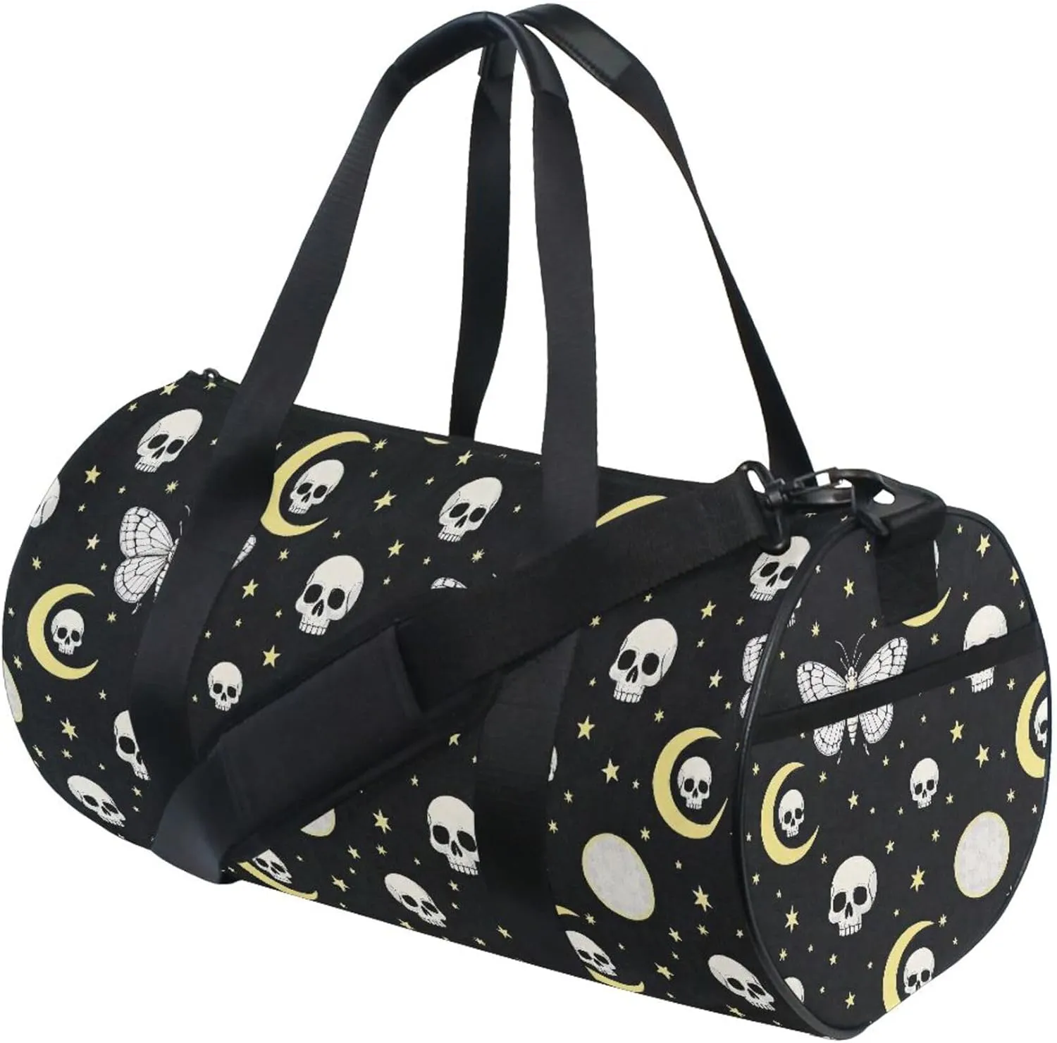 MNSRUU Sports Duffel Bags, Skull Star Moth Athletic Gym Bag Overnight Workout Travel Tote Luggage for Men Women Yoga