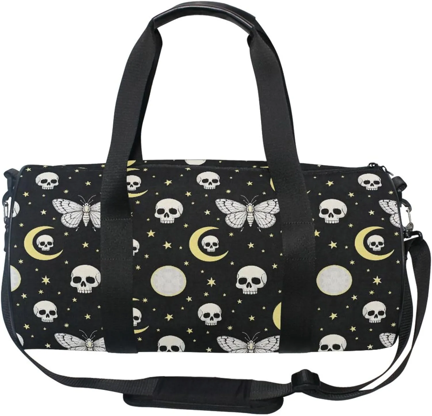 MNSRUU Sports Duffel Bags, Skull Star Moth Athletic Gym Bag Overnight Workout Travel Tote Luggage for Men Women Yoga