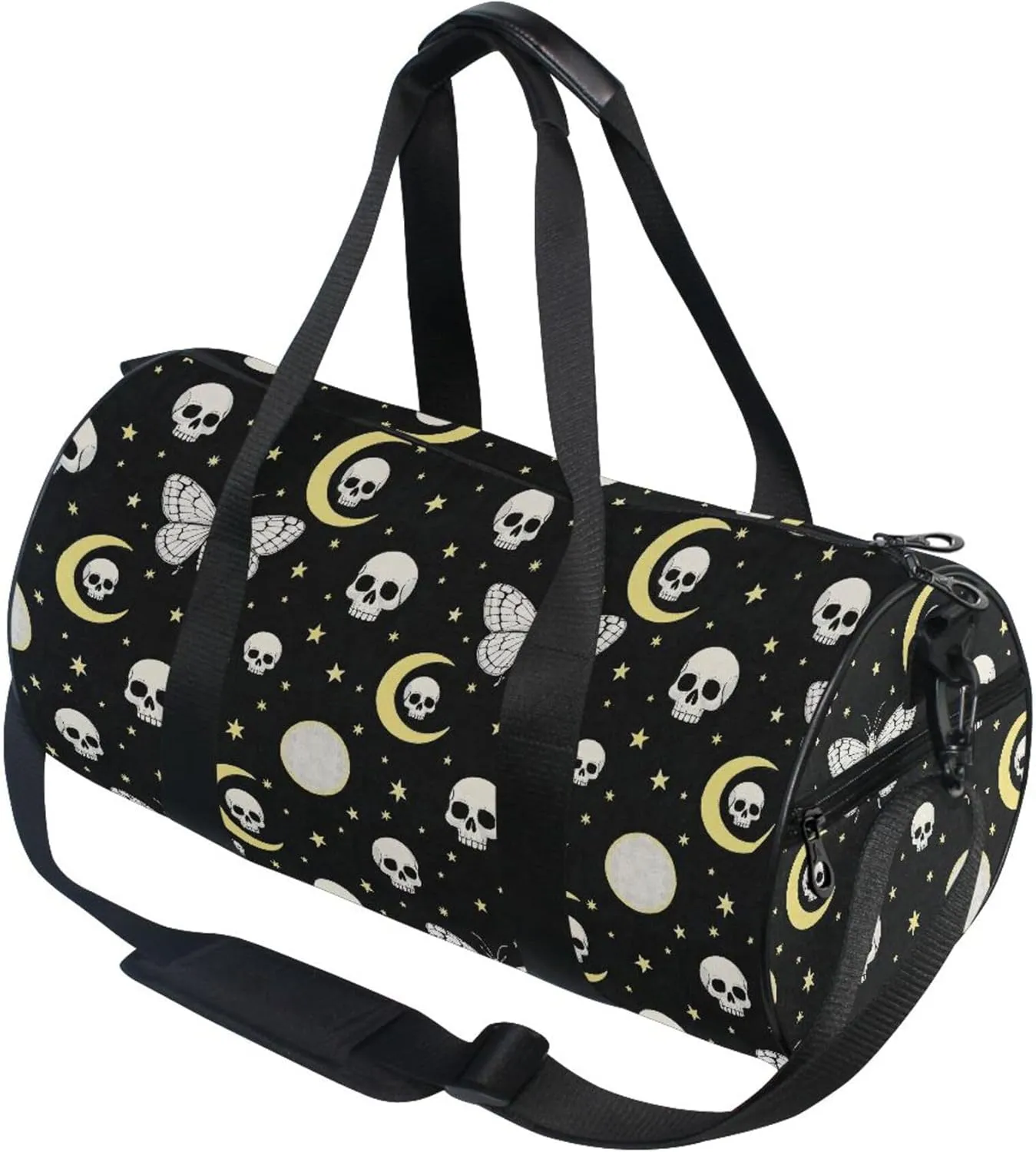 MNSRUU Sports Duffel Bags, Skull Star Moth Athletic Gym Bag Overnight Workout Travel Tote Luggage for Men Women Yoga
