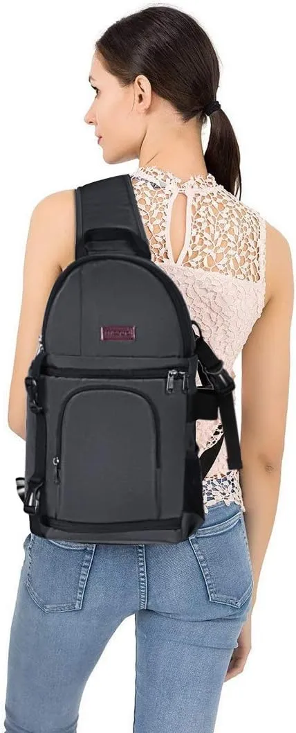 MOSISO Camera Sling Bag, DSLR/SLR/Mirrorless Camera Backpack Case Shockproof Photography Backpack with Tripod Holder & Removable Modular Inserts Compatible with Canon/Nikon/Sony/Fuji